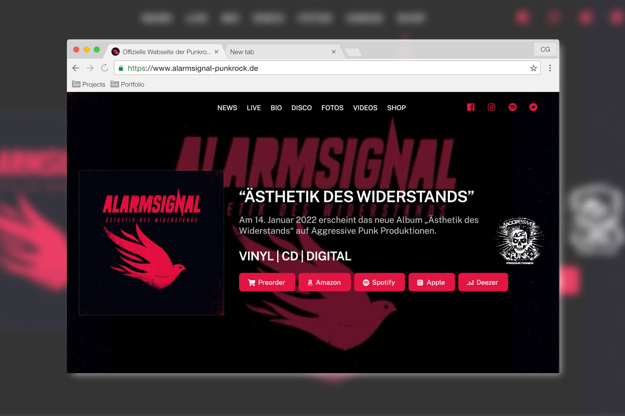 Alarmsignal Webseite